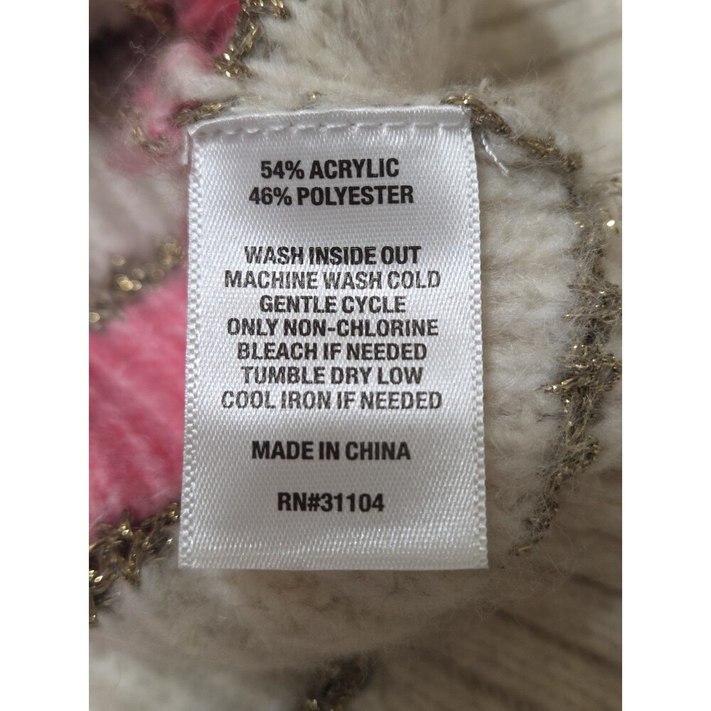 Crown & Ivy Women's Stripe Shine Sequin Cardigan Large Pink Tan Gold NWT S.1 - Picture 8 of 9